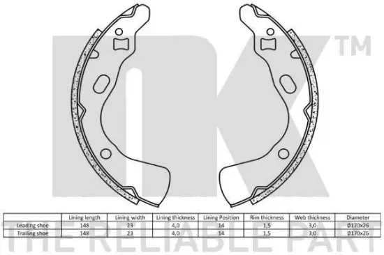 Bremsbackensatz Hinterachse NK 2732507 Bild Bremsbackensatz Hinterachse NK 2732507