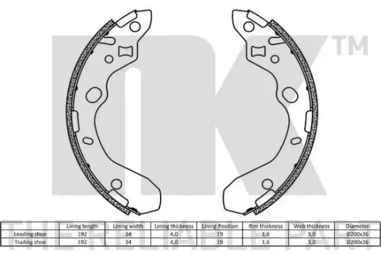 Bremsbackensatz Hinterachse NK 2732611 Bild Bremsbackensatz Hinterachse NK 2732611