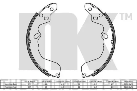 Bremsbackensatz Hinterachse NK 2732622 Bild Bremsbackensatz Hinterachse NK 2732622