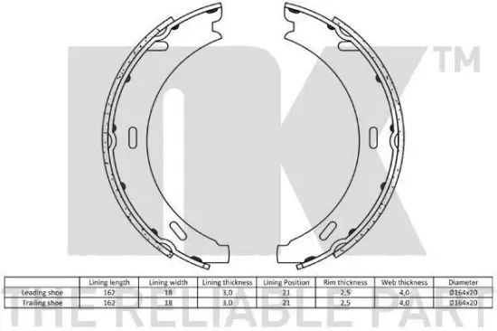 Bremsbackensatz, Feststellbremse NK 2733412 Bild Bremsbackensatz, Feststellbremse NK 2733412