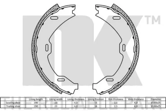 Bremsbackensatz, Feststellbremse NK 2733714 Bild Bremsbackensatz, Feststellbremse NK 2733714