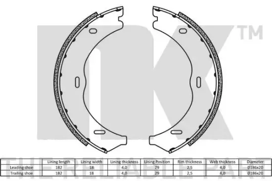 Bremsbackensatz, Feststellbremse NK 2733722 Bild Bremsbackensatz, Feststellbremse NK 2733722