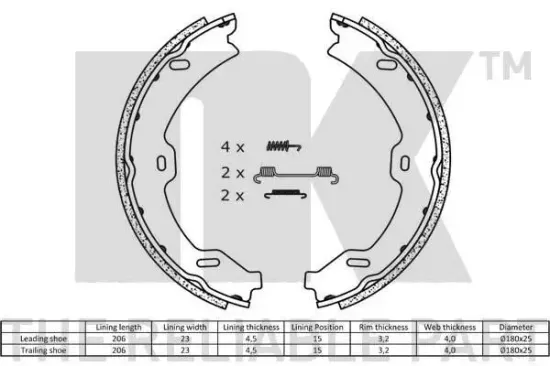 Bremsbackensatz, Feststellbremse NK 2733765 Bild Bremsbackensatz, Feststellbremse NK 2733765