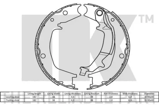Bremsbackensatz, Feststellbremse Hinterachse NK 2734746 Bild Bremsbackensatz, Feststellbremse Hinterachse NK 2734746