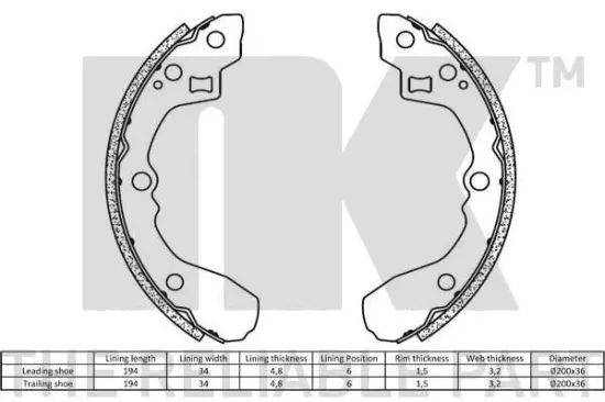 Bremsbackensatz NK 2735590 Bild Bremsbackensatz NK 2735590