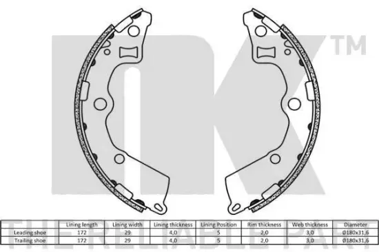 Bremsbackensatz NK 2735750 Bild Bremsbackensatz NK 2735750