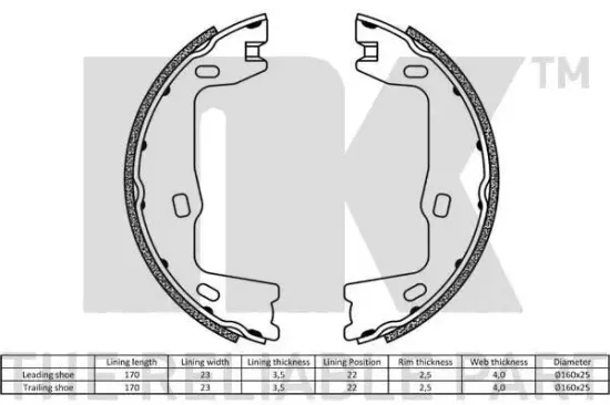 Bremsbackensatz, Feststellbremse Hinterachse NK 2736347 Bild Bremsbackensatz, Feststellbremse Hinterachse NK 2736347