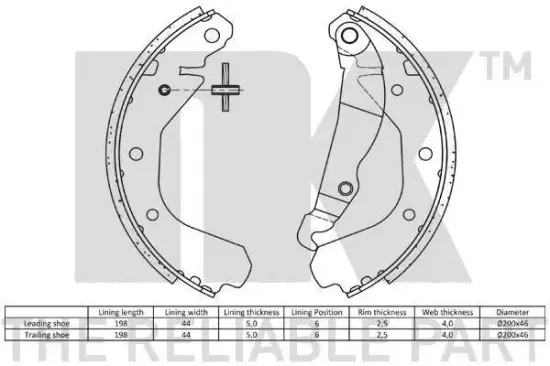 Bremsbackensatz Hinterachse NK 2736409 Bild Bremsbackensatz Hinterachse NK 2736409