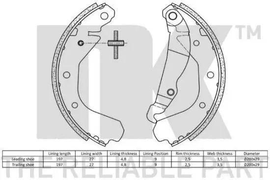 Bremsbackensatz Hinterachse NK 2736413 Bild Bremsbackensatz Hinterachse NK 2736413