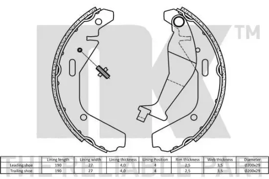 Bremsbackensatz NK 2736752 Bild Bremsbackensatz NK 2736752