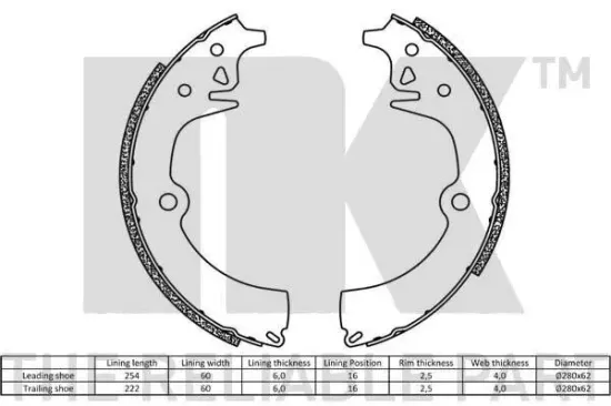 Bremsbackensatz Hinterachse NK 2737296 Bild Bremsbackensatz Hinterachse NK 2737296
