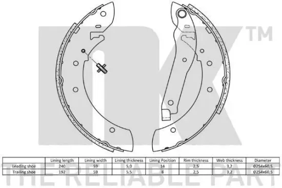Bremsbackensatz Hinterachse NK 2737390 Bild Bremsbackensatz Hinterachse NK 2737390