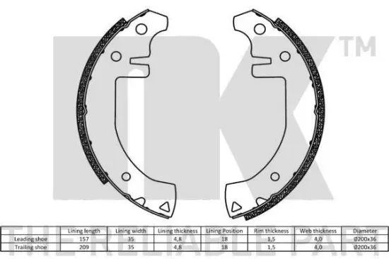 Bremsbackensatz NK 2739234 Bild Bremsbackensatz NK 2739234