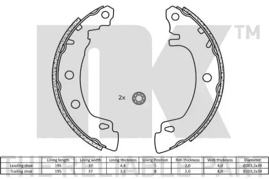 Bremsbackensatz Hinterachse NK 2739581 Bild Bremsbackensatz Hinterachse NK 2739581