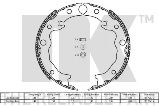 Bremsbackensatz, Feststellbremse Hinterachse NK 2744835 Bild Bremsbackensatz, Feststellbremse Hinterachse NK 2744835
