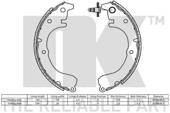 Bremsbackensatz Hinterachse NK 2745502 Bild Bremsbackensatz Hinterachse NK 2745502