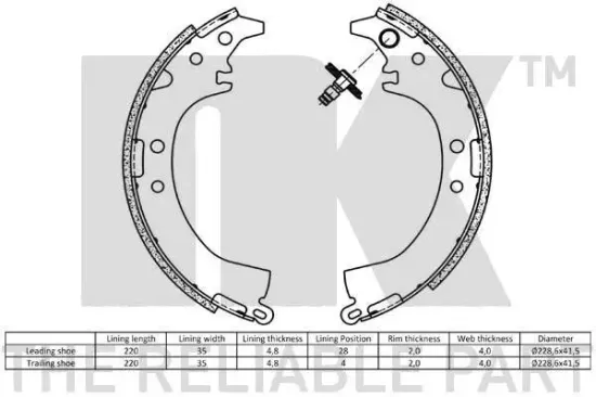 Bremsbackensatz Hinterachse NK 2745569 Bild Bremsbackensatz Hinterachse NK 2745569