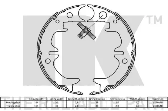 Bremsbackensatz, Feststellbremse Hinterachse NK 2745651 Bild Bremsbackensatz, Feststellbremse Hinterachse NK 2745651
