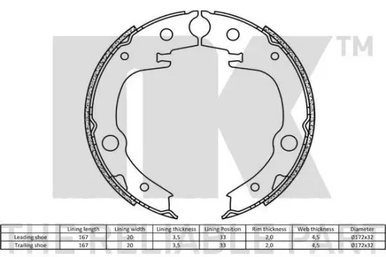 Bremsbackensatz, Feststellbremse NK 2745715 Bild Bremsbackensatz, Feststellbremse NK 2745715