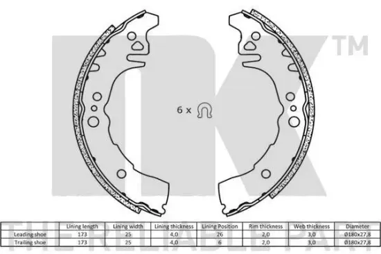 Bremsbackensatz NK 2745795 Bild Bremsbackensatz NK 2745795