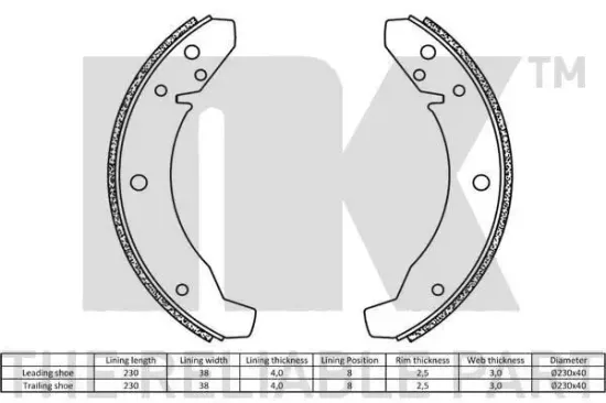 Bremsbackensatz Hinterachse NK 2747104 Bild Bremsbackensatz Hinterachse NK 2747104