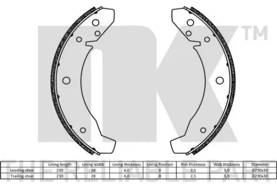 Bremsbackensatz Hinterachse NK 2747105 Bild Bremsbackensatz Hinterachse NK 2747105