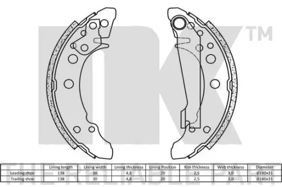 Bremsbackensatz NK 2747340 Bild Bremsbackensatz NK 2747340