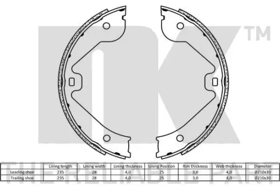 Bremsbackensatz, Feststellbremse NK 2747723 Bild Bremsbackensatz, Feststellbremse NK 2747723