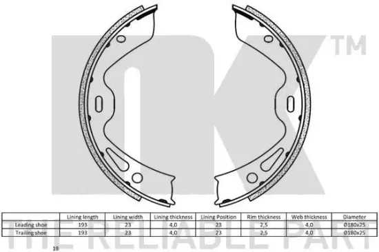 Bremsbackensatz Hinterachse NK 2747865 Bild Bremsbackensatz Hinterachse NK 2747865