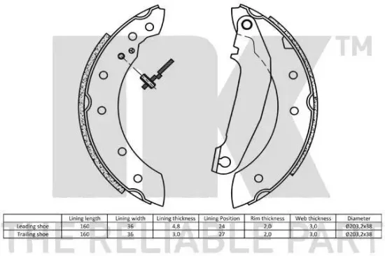 Bremsbackensatz Hinterachse NK 2748516 Bild Bremsbackensatz Hinterachse NK 2748516