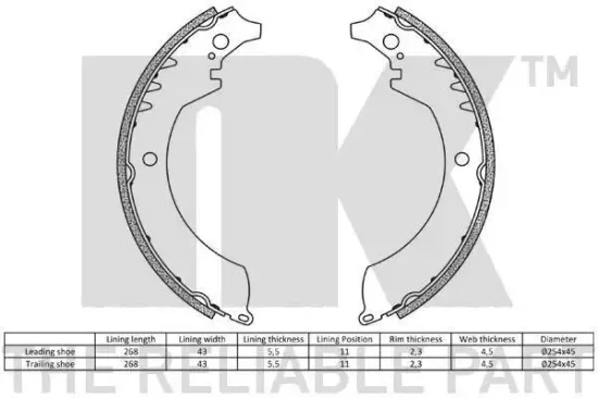 Bremsbackensatz Hinterachse NK 2751419 Bild Bremsbackensatz Hinterachse NK 2751419