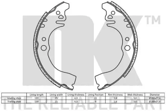 Bremsbackensatz Hinterachse NK 2751497 Bild Bremsbackensatz Hinterachse NK 2751497