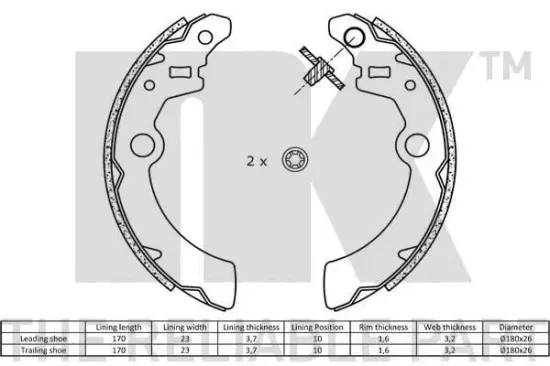 Bremsbackensatz Hinterachse NK 2752692 Bild Bremsbackensatz Hinterachse NK 2752692
