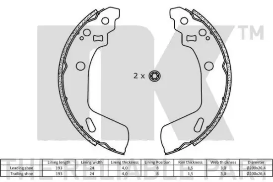 Bremsbackensatz Hinterachse NK 2752813 Bild Bremsbackensatz Hinterachse NK 2752813