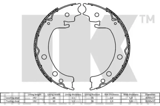 Bremsbackensatz, Feststellbremse Hinterachse NK 2752850 Bild Bremsbackensatz, Feststellbremse Hinterachse NK 2752850
