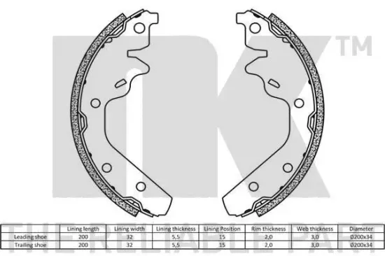 Bremsbackensatz NK 2793592 Bild Bremsbackensatz NK 2793592