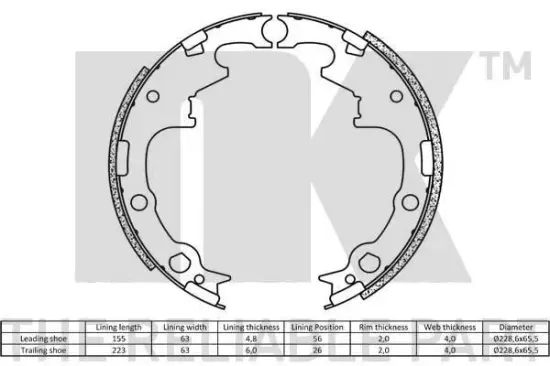 Bremsbackensatz NK 2793630 Bild Bremsbackensatz NK 2793630