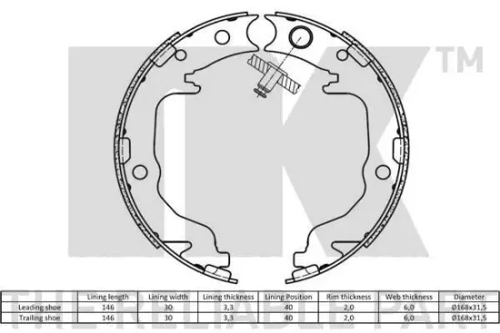 Bremsbackensatz, Feststellbremse Hinterachse NK 2793799 Bild Bremsbackensatz, Feststellbremse Hinterachse NK 2793799