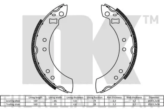 Bremsbackensatz NK 2799280 Bild Bremsbackensatz NK 2799280