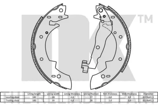 Bremsbackensatz NK 2799307 Bild Bremsbackensatz NK 2799307