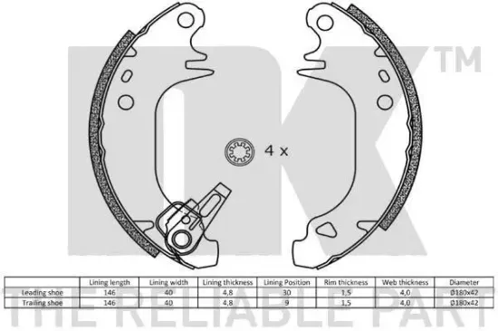 Bremsbackensatz Hinterachse NK 2799372 Bild Bremsbackensatz Hinterachse NK 2799372