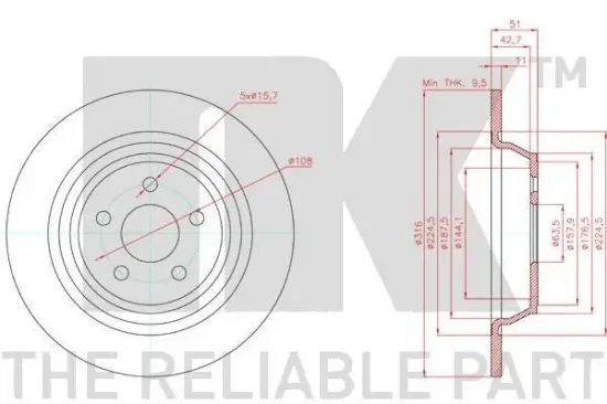 Bremsscheibe Hinterachse NK 3125109 Bild Bremsscheibe Hinterachse NK 3125109