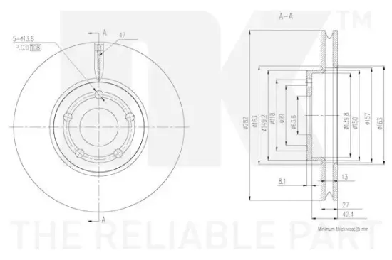 Bremsscheibe Vorderachse NK 3125115 Bild Bremsscheibe Vorderachse NK 3125115