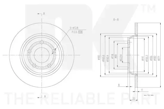 Bremsscheibe Hinterachse NK 3125116 Bild Bremsscheibe Hinterachse NK 3125116