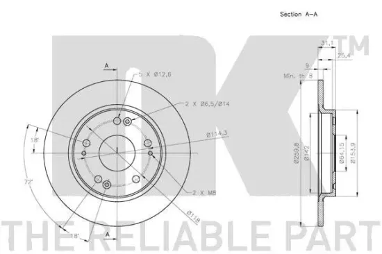 Bremsscheibe Hinterachse NK 312655 Bild Bremsscheibe Hinterachse NK 312655