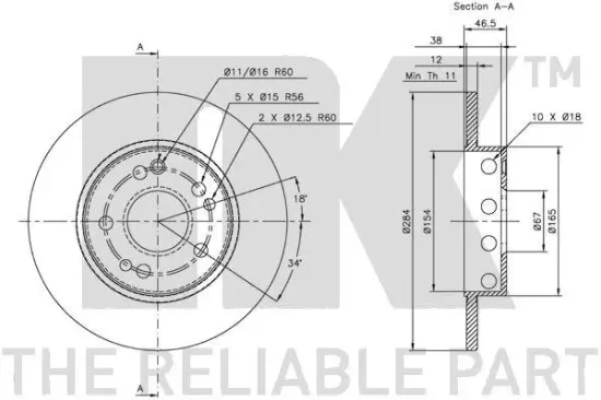 Bremsscheibe Vorderachse NK 313309 Bild Bremsscheibe Vorderachse NK 313309
