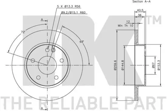 Bremsscheibe Vorderachse NK 313345 Bild Bremsscheibe Vorderachse NK 313345