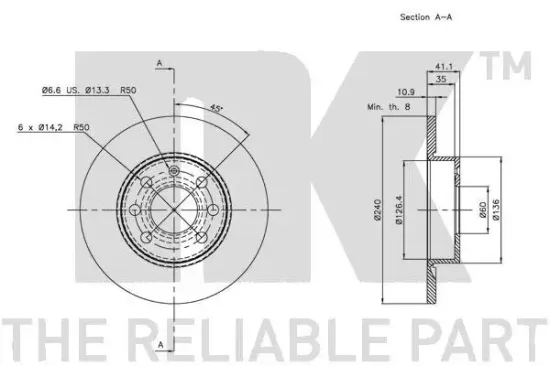 Bremsscheibe Vorderachse NK 313641 Bild Bremsscheibe Vorderachse NK 313641