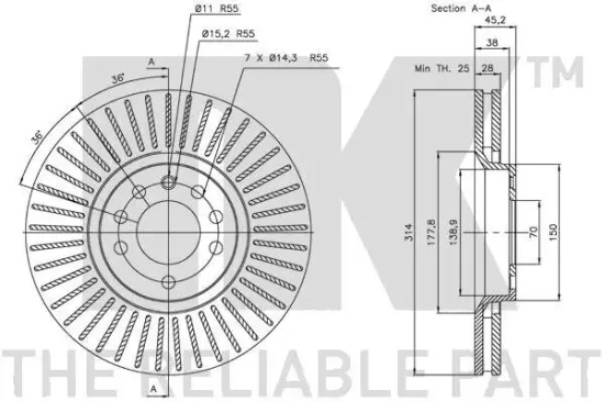 Bremsscheibe Vorderachse NK 313653 Bild Bremsscheibe Vorderachse NK 313653