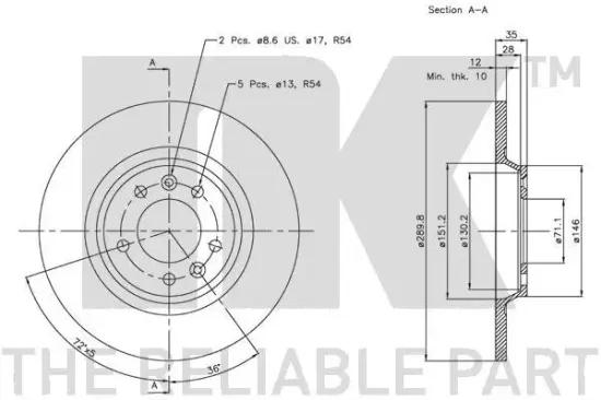 Bremsscheibe Hinterachse NK 313729 Bild Bremsscheibe Hinterachse NK 313729